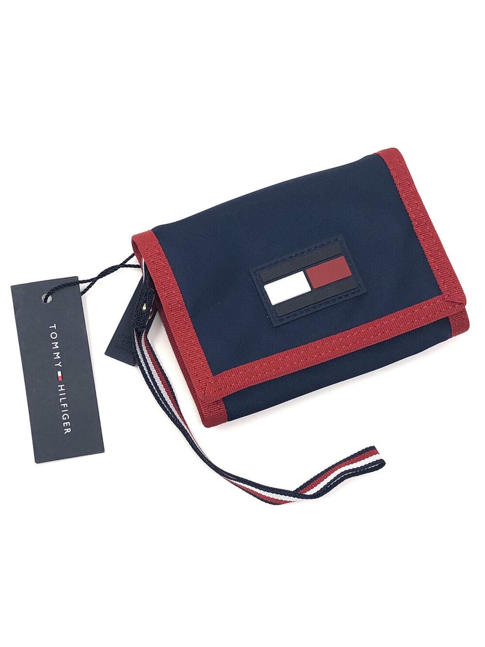 Tommy Hilfiger Nylon Trifold Wallet Big Flag NWT Wristlet Strap LEAH